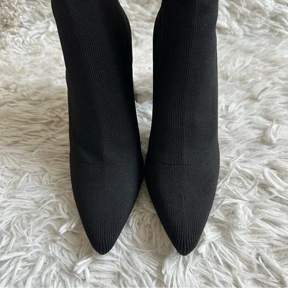 Cape Robbin Faina Knit Sock Boots Block Heel Pointed Toe Black Size 7 New In Box - Picture 3 of 9